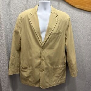 Alan Flusser‎ Khaki Tan 100% Cotton Sport Coat Blazer Jacket 44L NWOT